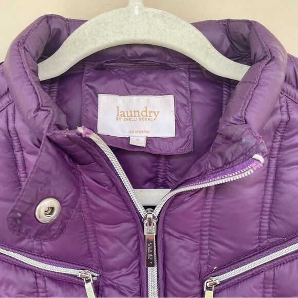 Laundry by Shelli Segal Purple Quilted Puffer Jacket Down Feather Filled Small - Picture 5 of 11